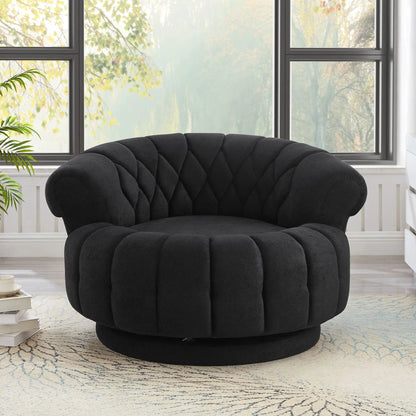Round swivel accent chair black tufted upholstery by Unique Piece Furniture on Tampa Home & Garden Store