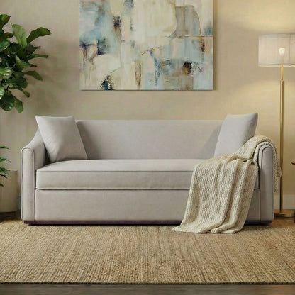 Modern 3 Seat Sofa With Chenille And Two Pillows