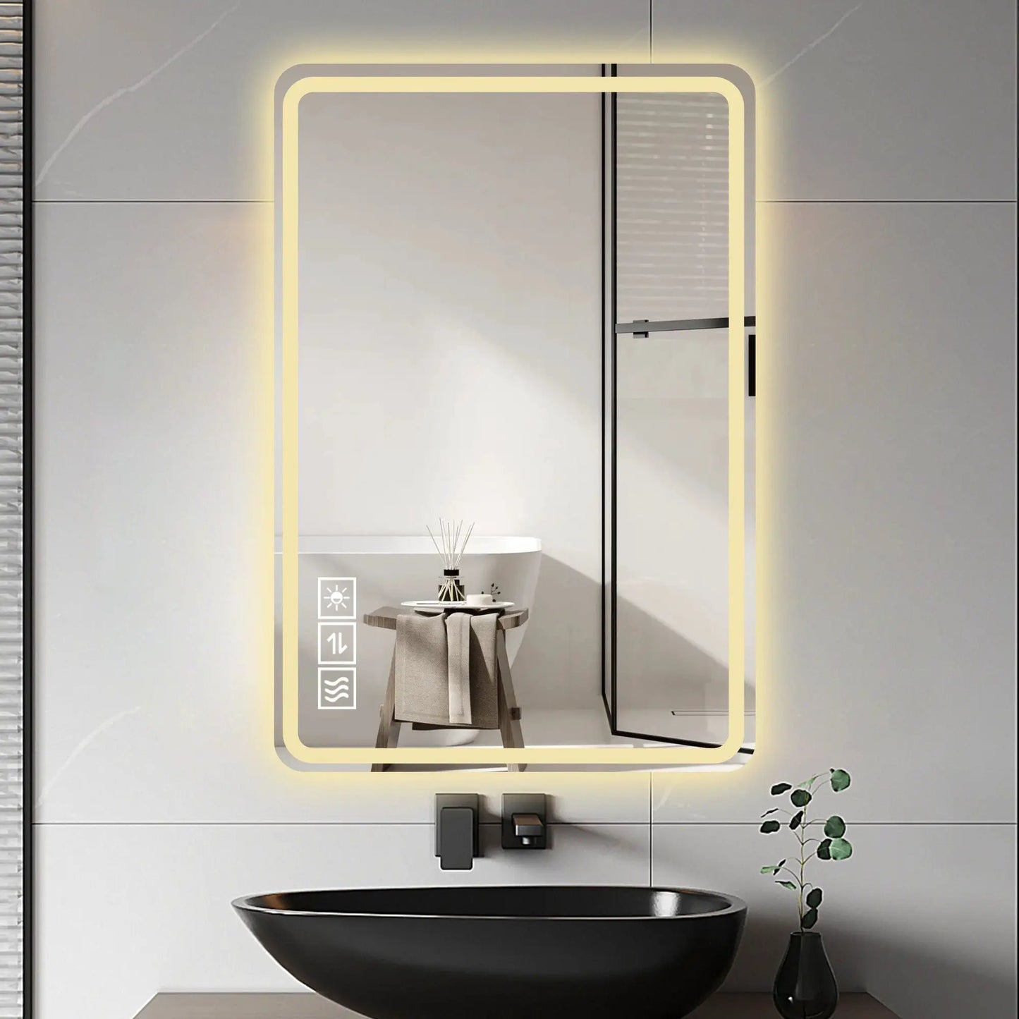 Led Mirror with Front Lights Anti Fog Silver