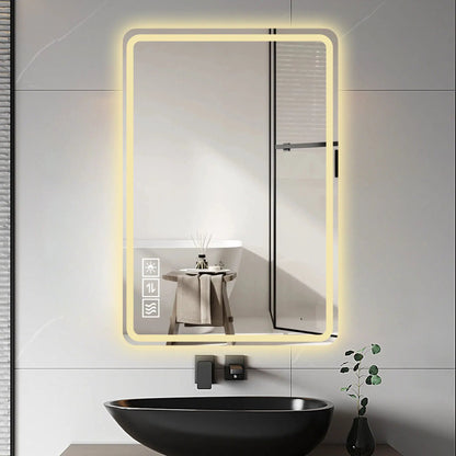Led Mirror with Front Lights Anti Fog Silver