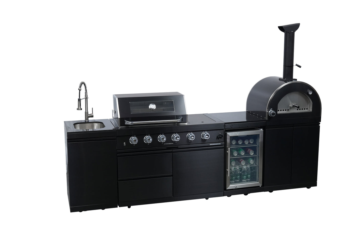 Black Double Steel Gas Grill And Pizza Oven