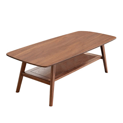 Low Oak Coffee Table With Solid Storage Shelf