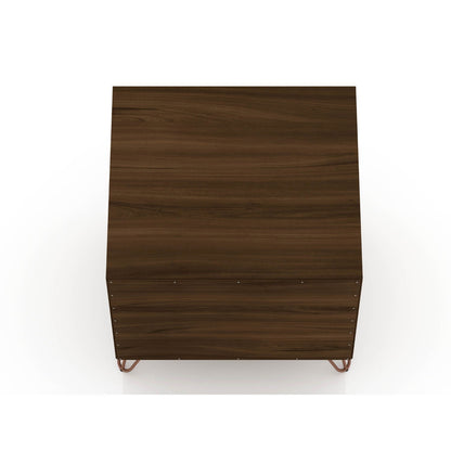 2 Drawer Nightstand with durable splayed legs in walnut veneer with slatted fronts on Tampa Home & Garden Store