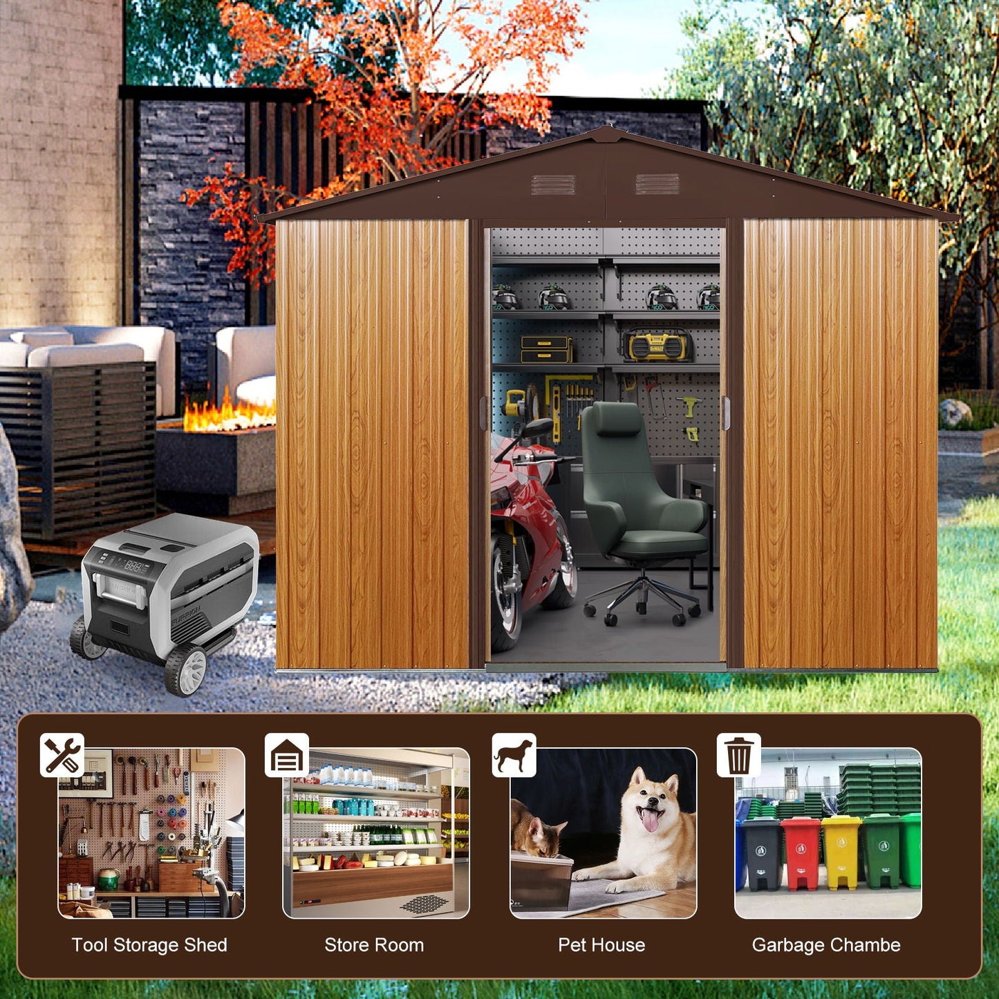 Outdoor Metal Storage Shed And Floor Base