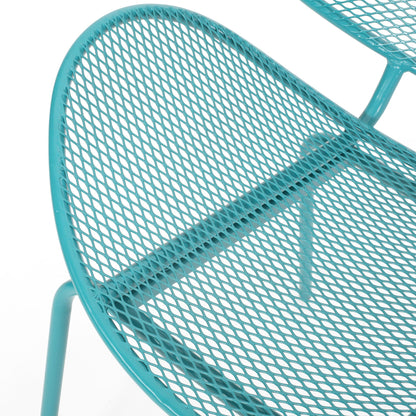 Elba contemporary outdoor armless chair turquoise metal mesh by HouseOfZazla on Tampa Home & Garden Store