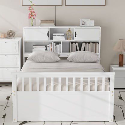 Captain Platform Bed Frame and Bookcase Headboard