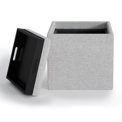 Rockwood Upholstered Cube Ottoman with Tray