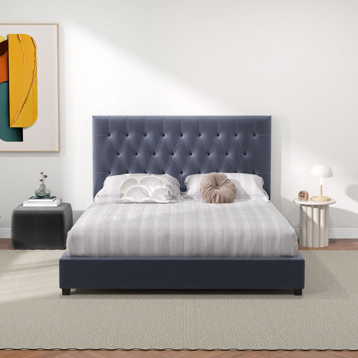 Mid Century Modern and Upholstered Platform Bed