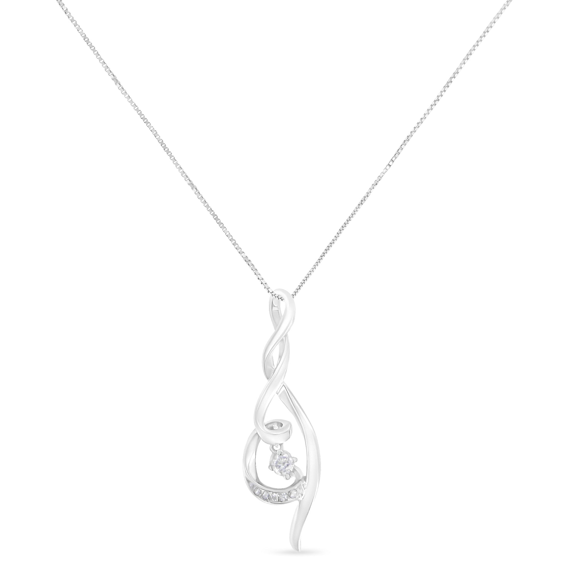 Espira 10K white gold diamond swirl pendant necklace with 1/10 cttw diamonds on Tampa Home & Garden Store