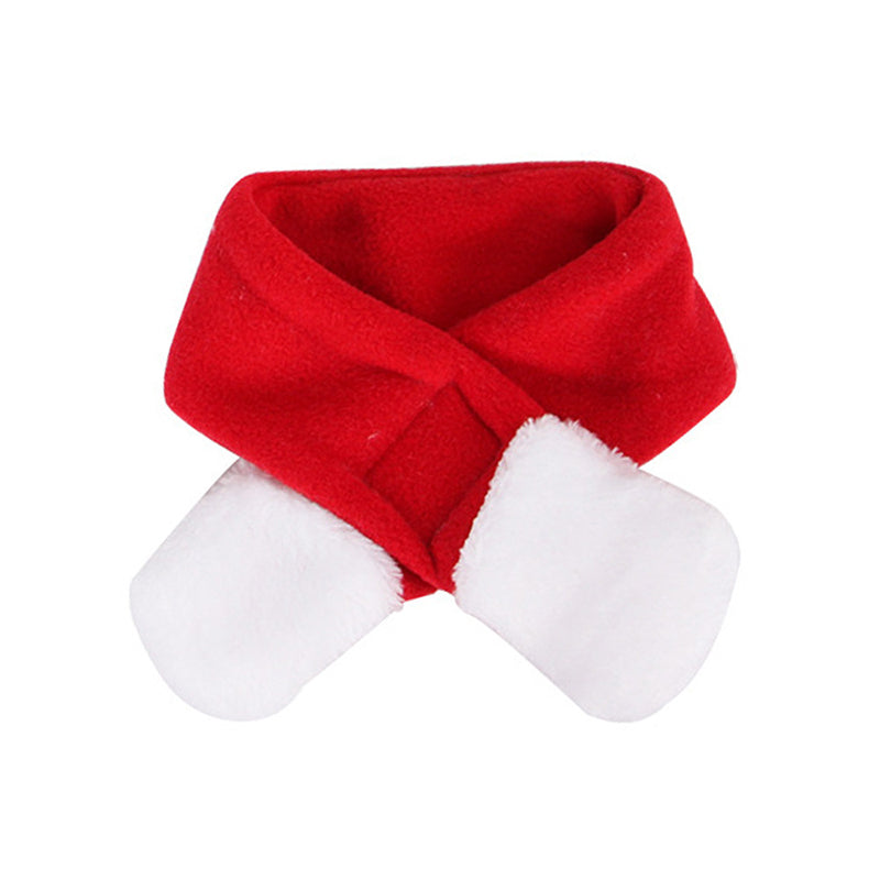 Red pet scarf with white fluffy cuffs, Christmas costume accessory for dogs and cats on Tampa Home & Garden Store