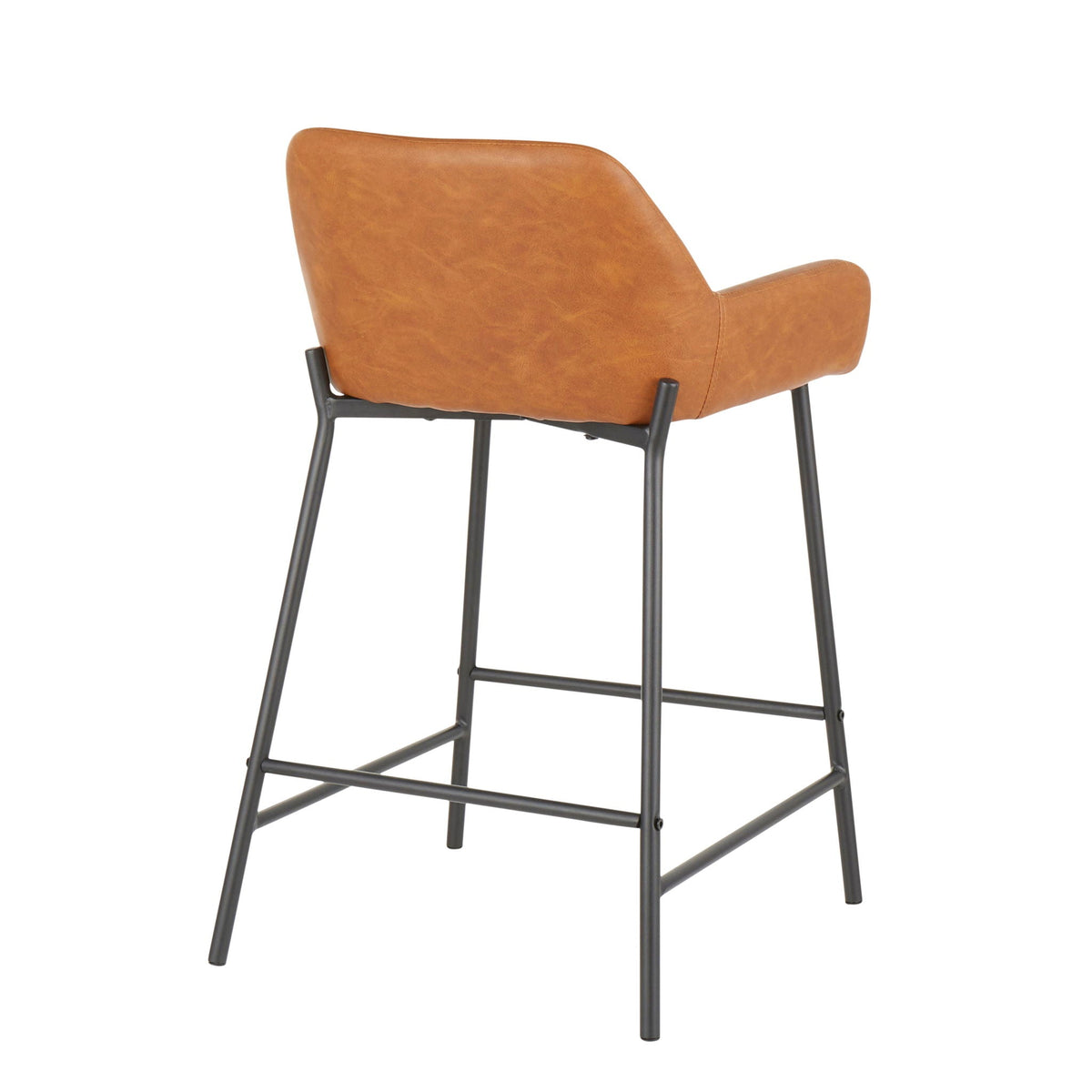 Industrial Fixed Height Counter Stool Set with Upholstered Tan Leather Seat by HouseOfZazla on Tampa Home & Garden Store