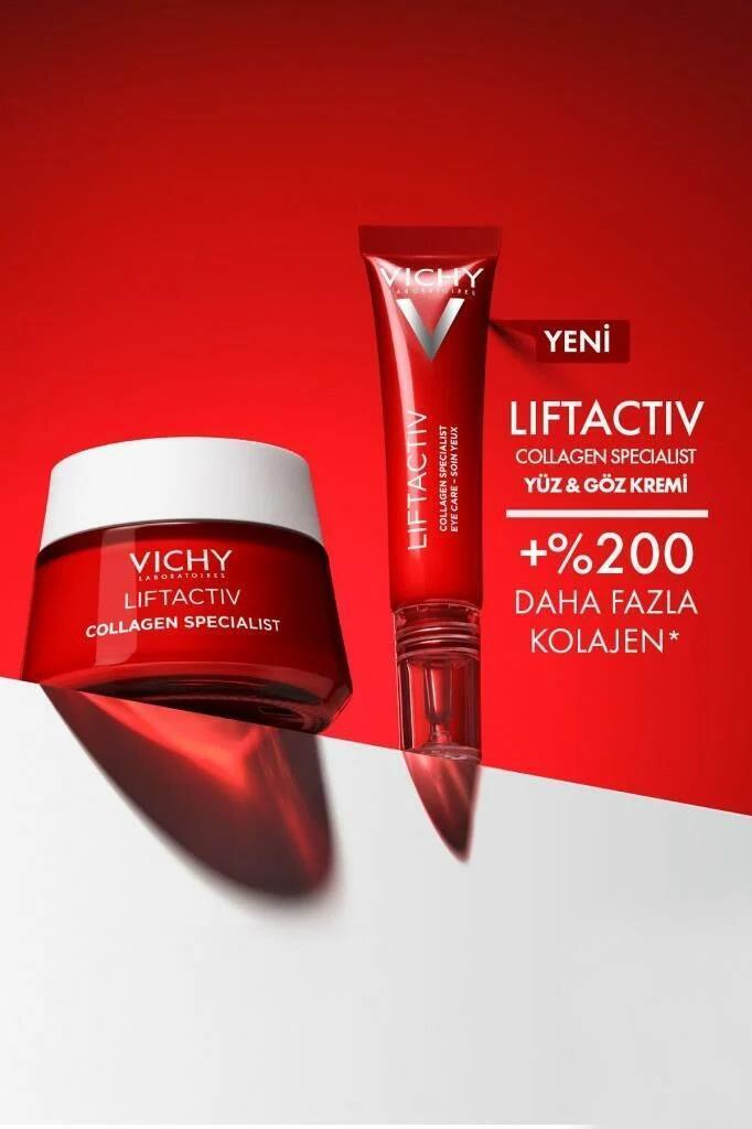 Vichy Liftactiv Collagen Specialist Eye Cream red jar & tube set, anti-aging care on Tampa Home & Garden Store