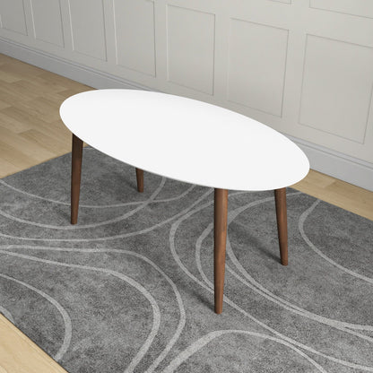 Mid-Century Modern Oval Dining Table in white with solid wood construction and tapered legs on Tampa Home & Garden Store