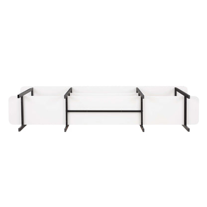 Celine 3 Shelf Console Table white wood veneer top with black metal frame, three-shelf design on Tampa Home & Garden Store