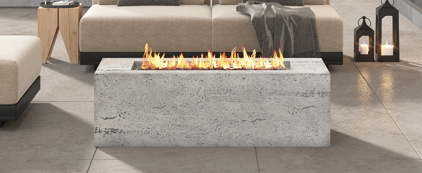 Outdoor Rectangular Propane Fire Pit for Patios