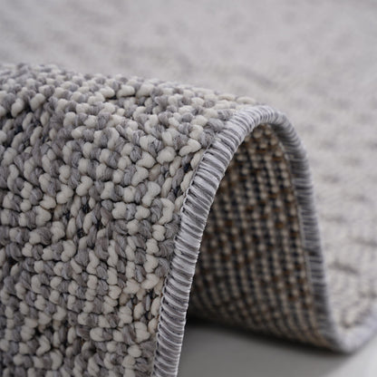 Stain resistant soft pile area rug Grey/White from HouseOfZazla, close-up yarn texture on Tampa Home & Garden Store