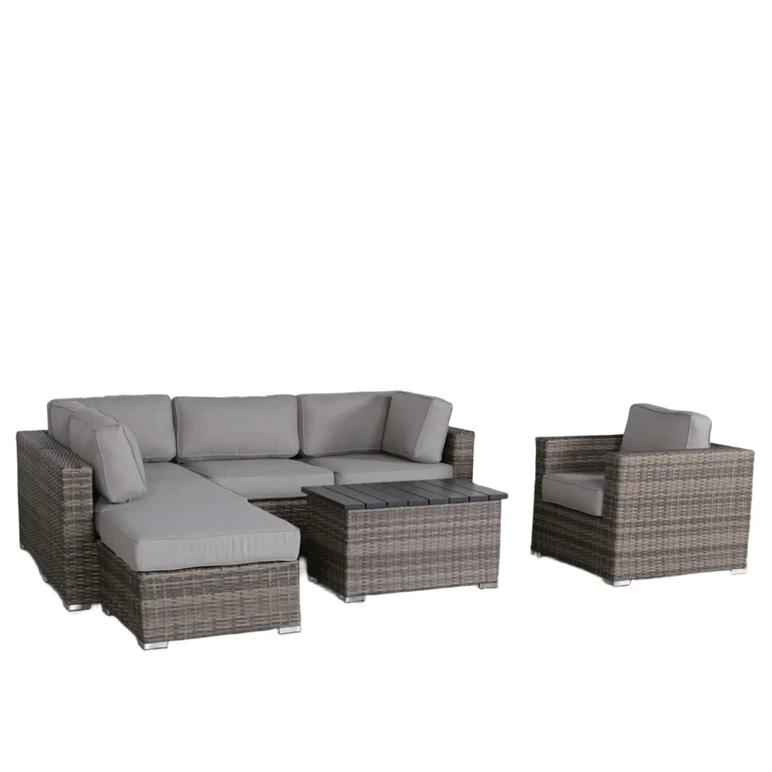 Stylish Outdoor Sectional Set 3pc by Unique Piece Furniture with gray cushions and wicker on Tampa Home & Garden Store