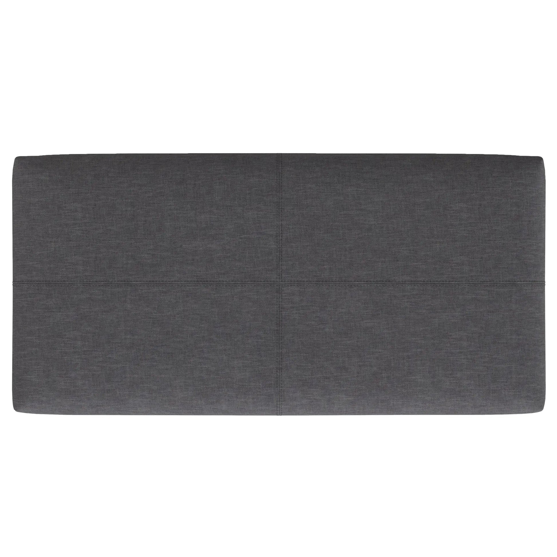 Gabbie coffee table upholstered storage ottoman in dark gray fabric with center seam on Tampa Home & Garden Store