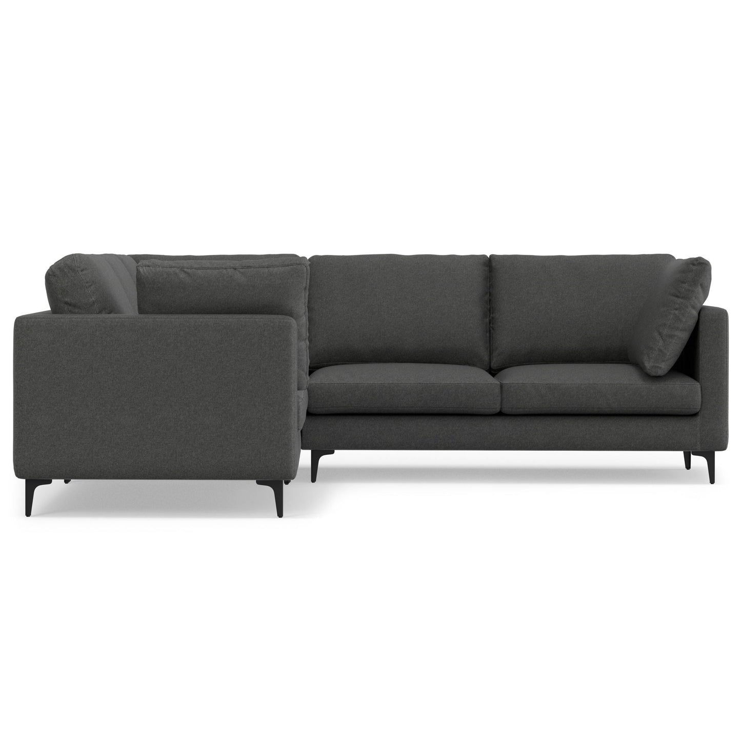 Ava Mid Century Corner Sectional Sofa by HouseOfZazla in dark gray fabric with left chaise and slim metal legs on Tampa Home & Garden Store
