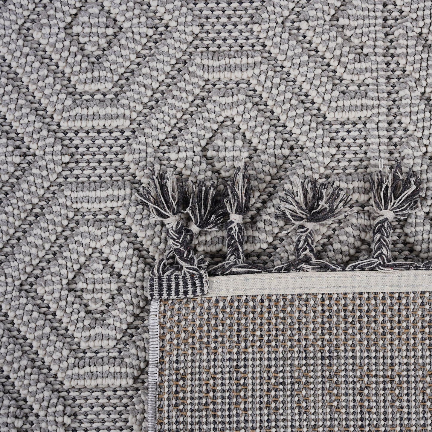 Guros Neutral Geometric Indoor and Outdoor Rug
