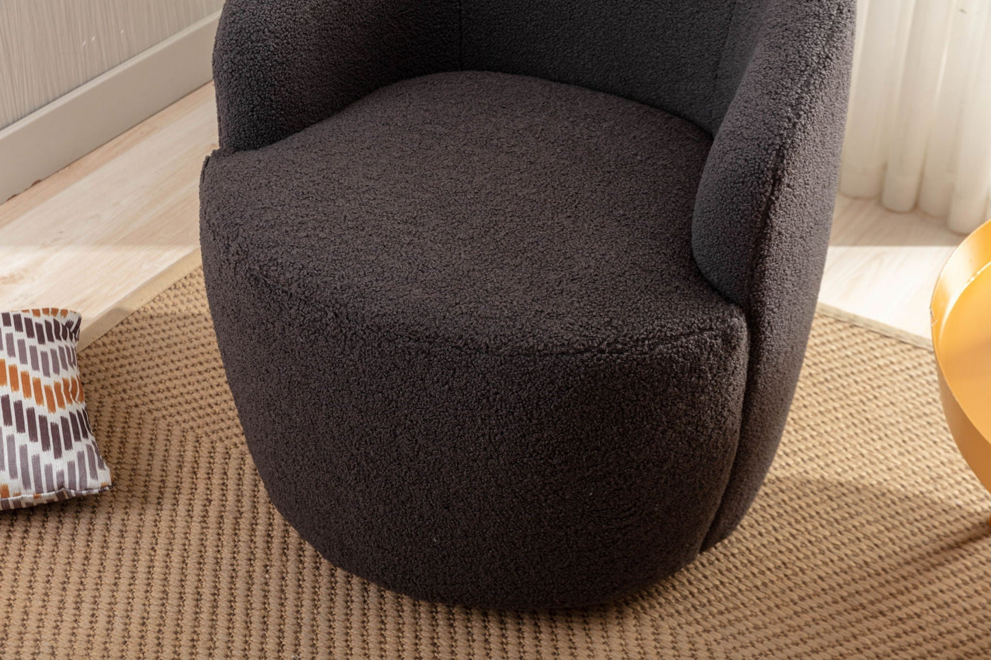 Teddy Fabric and Swivel Barrel Accent Chair