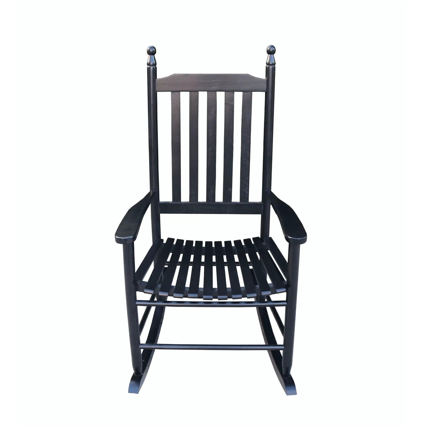 Wooden Porch Rocker Chair in dark-stained wood with slatted back by Unique Piece Furniture on Tampa Home & Garden Store