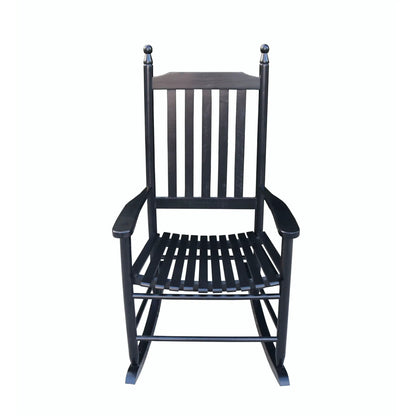 Wooden Porch Rocker Chair in dark-stained wood with slatted back by Unique Piece Furniture on Tampa Home & Garden Store