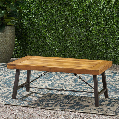 Modern Outdoor Acacia And Metal Coffee Table