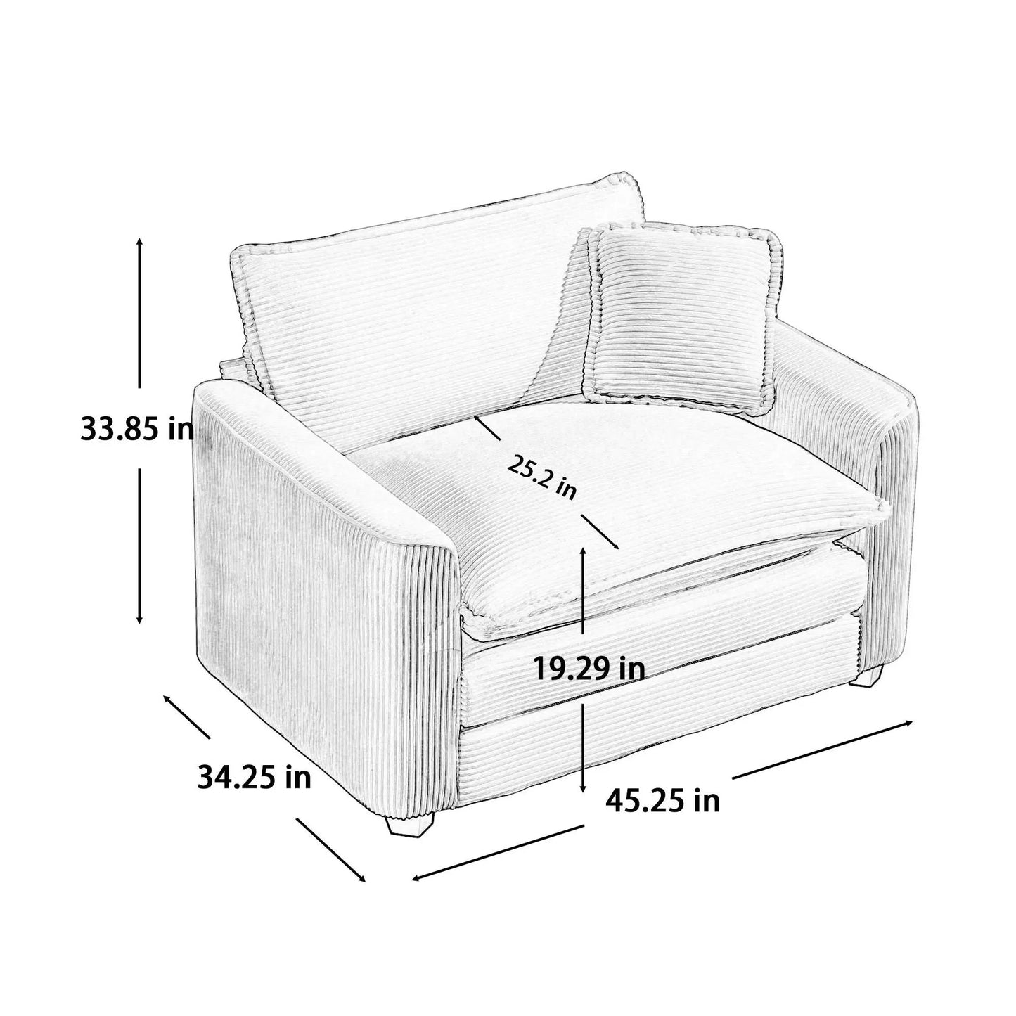 Modern Classic Fabric Single Chair Deep Seat Sofa With Pillow 34.25in W x 45.25in D x 33.85in H on Tampa Home & Garden Store