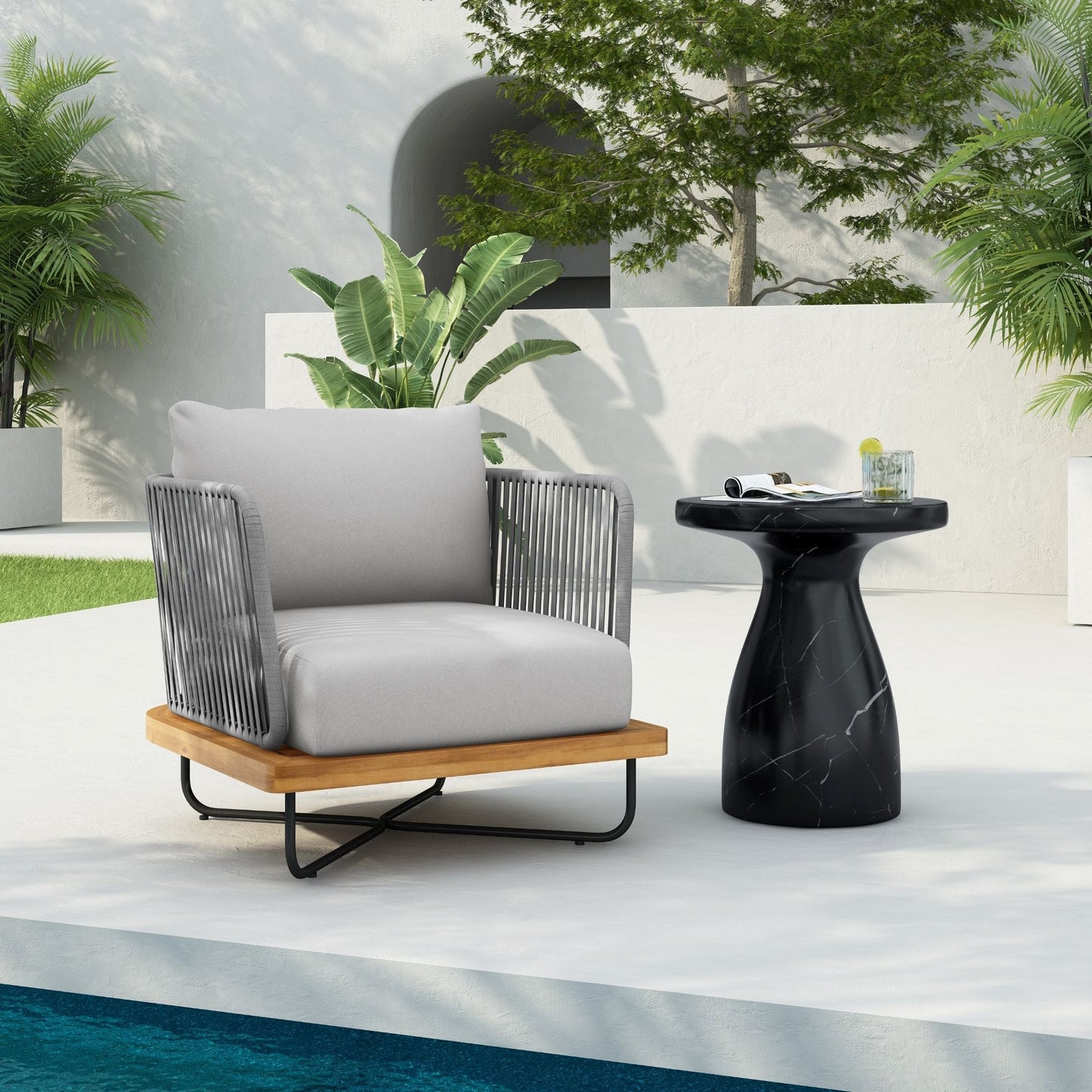 Lucca Outdoor Acacia Wood Patio Lounge Chair