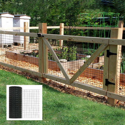 Vinyl coated black hardware cloth for poultry netting 1 roll on a wooden gate HouseOfZazla on Tampa Home & Garden Store