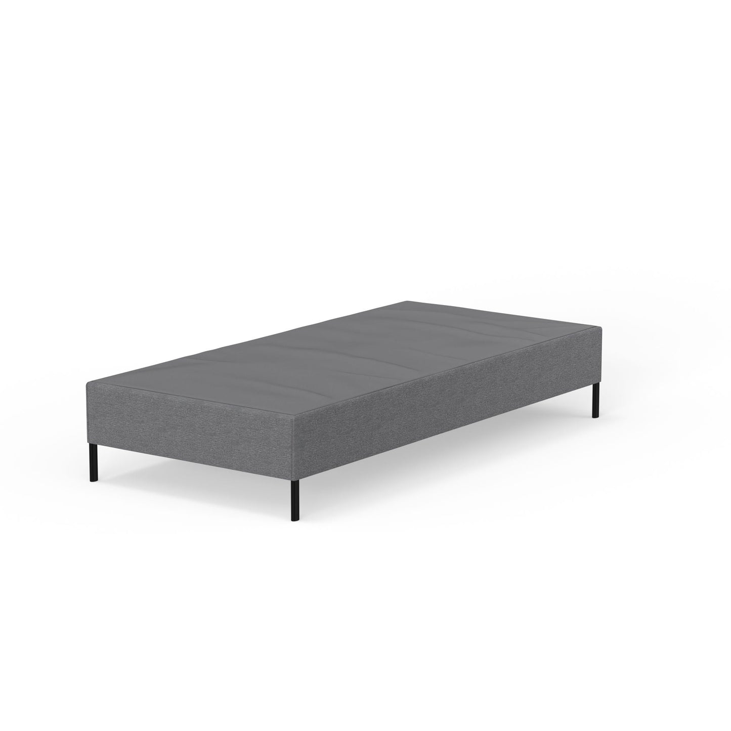 Knock Down Mattress Foundation by HouseOfZazla, grey fabric base with slim black legs on Tampa Home & Garden Store