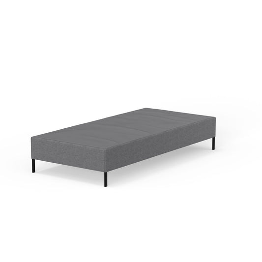 Knock Down Mattress Foundation by HouseOfZazla, grey fabric base with slim black legs on Tampa Home & Garden Store