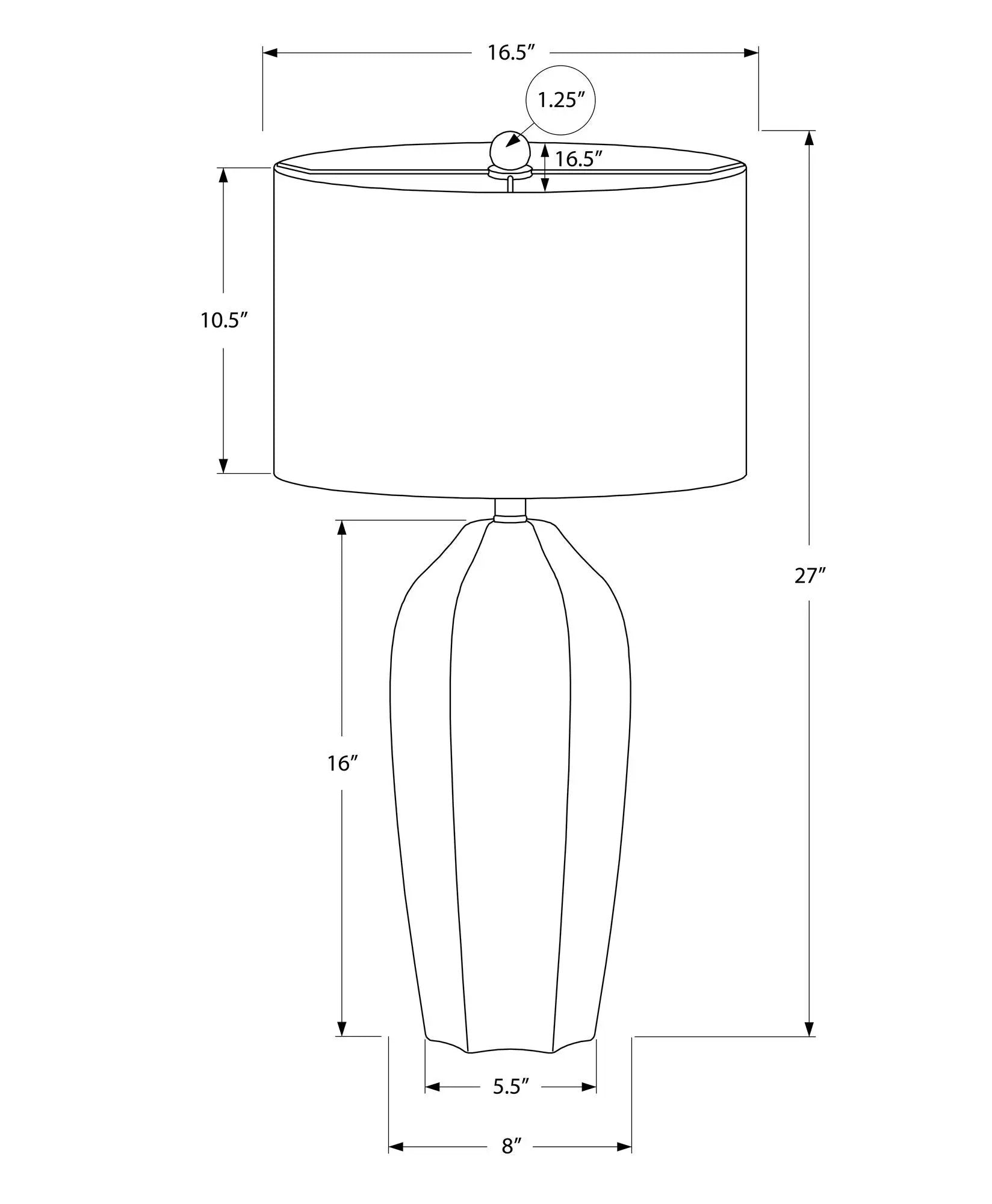 Cream table lamp line drawing with drum shade and vase base Unique Piece Furniture on Tampa Home & Garden Store