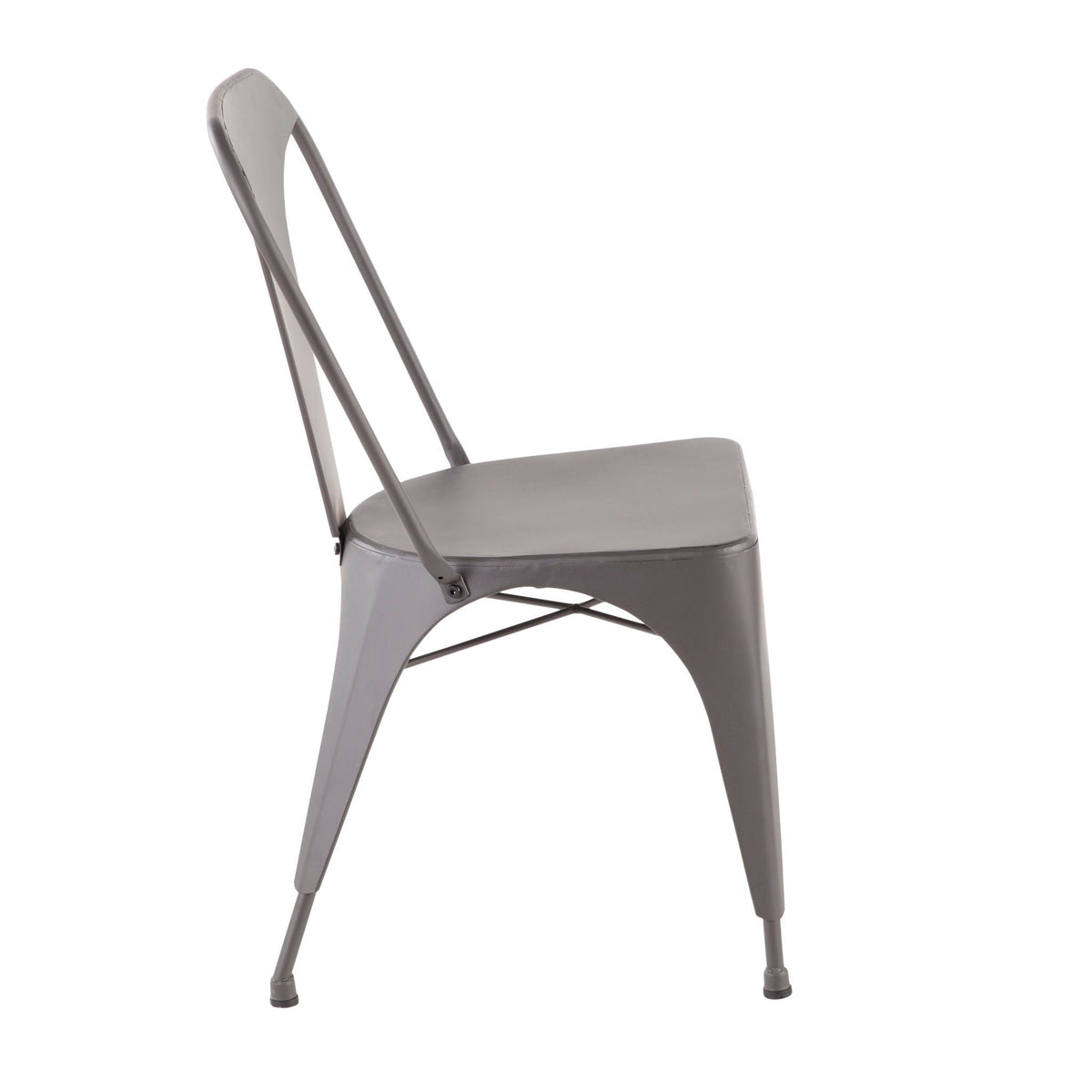 Industrial dining chair set of 2 in matte gray with metal frames and curved backs on Tampa Home & Garden Store