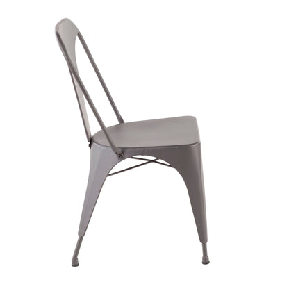 Industrial dining chair set of 2 in matte gray with metal frames and curved backs on Tampa Home & Garden Store