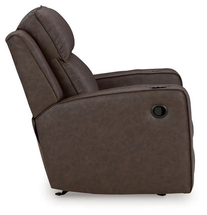 Lavenhorne rocker recliner in granite brown leather, side lever, by Unique Piece Furniture on Tampa Home & Garden Store