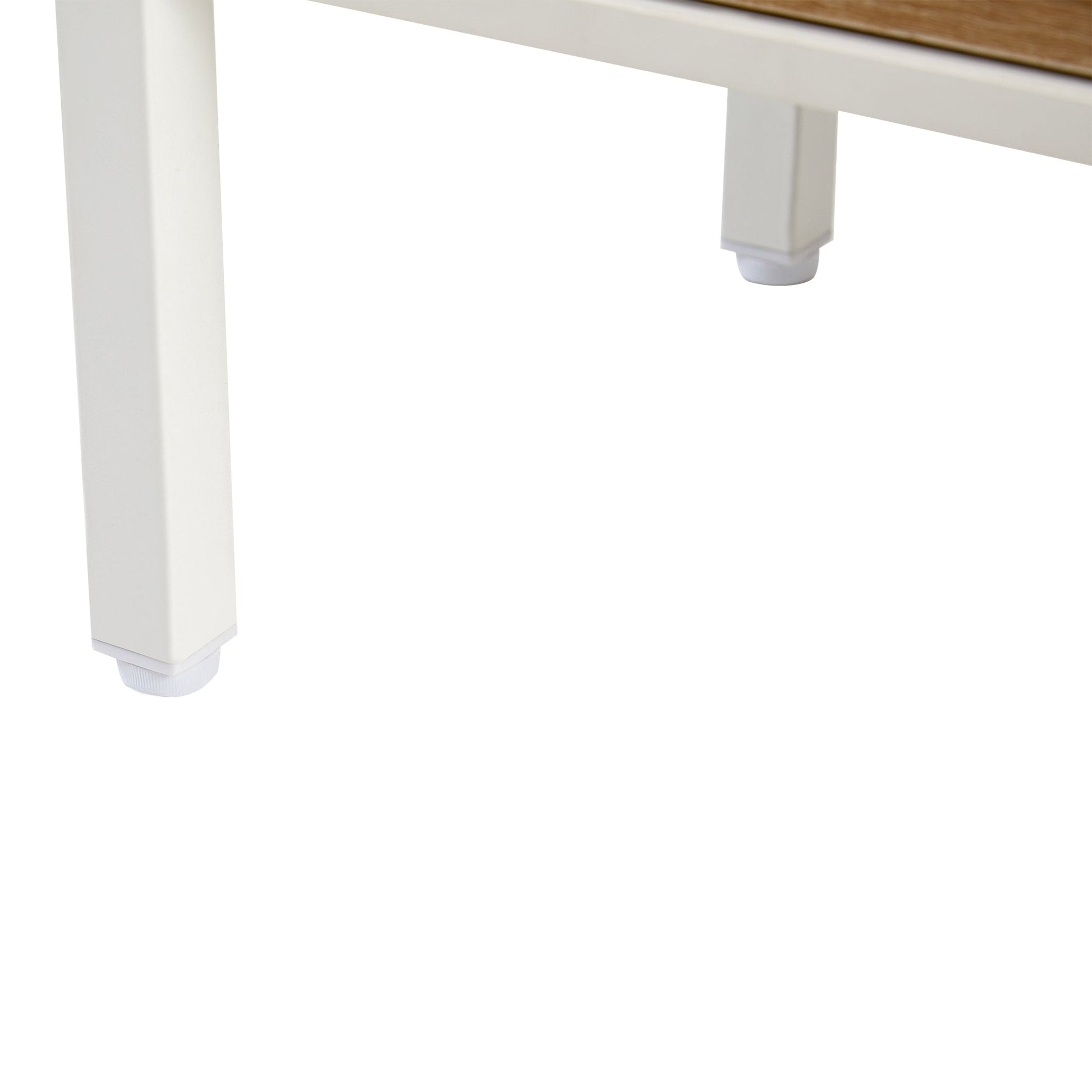 Modern Rattan Coffee Table with Sliding Door, white frame and wood top on Tampa Home & Garden Store