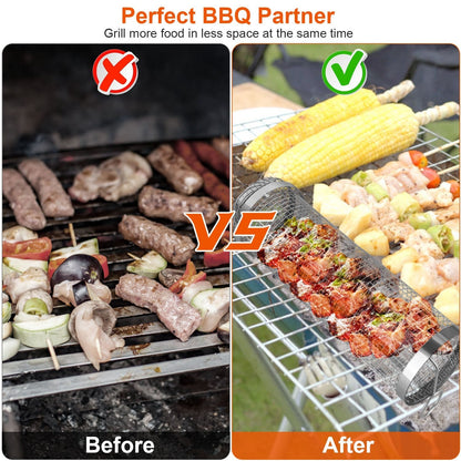 BBQ rolling baskets 2-pack GemGear, stainless steel with removable covers for camping on Tampa Home & Garden Store