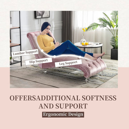 Indoor Chaise Lounge With Button Tufted Pillow