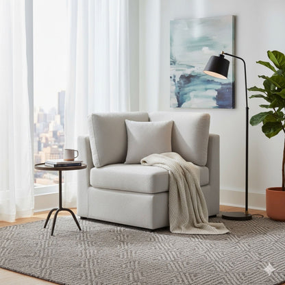 Corner wedge chair with reversible cushions in beige or gray by HouseOfZazla on Tampa Home & Garden Store