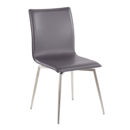 Contemporary upholstered chair set of 2 with gray faux leather and swivel metal bases on Tampa Home & Garden Store