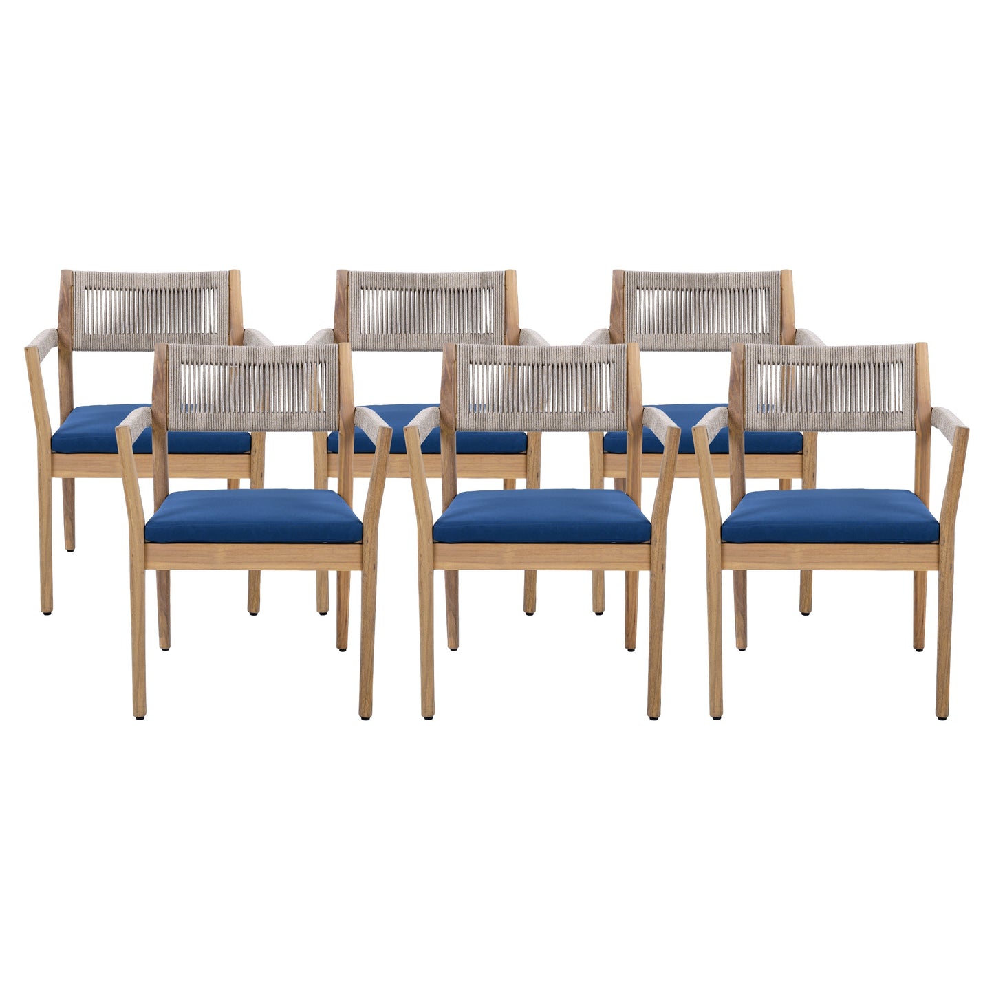 Set Of Two Braided Acacia Outdoor Dining Chairs