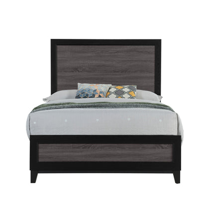 Soluto platform bed by HouseOfZazla with dark gray wood headboard and black frame on Tampa Home & Garden Store