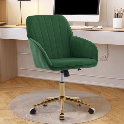 Adjustable ergonomic swivel office chair in green with gold-tone base by Unique Piece Furniture on Tampa Home & Garden Store