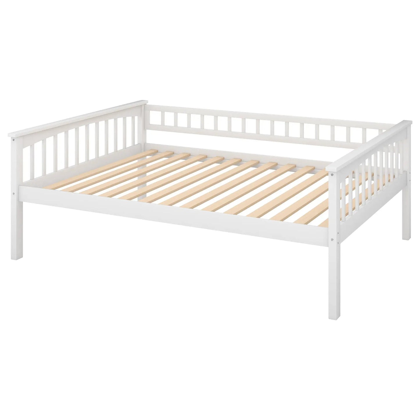 White wooden bunk bed frame with slatted platform and guard rails, no mattress on Tampa Home & Garden Store