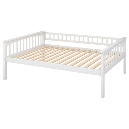 White wooden bunk bed frame with slatted platform and guard rails, no mattress on Tampa Home & Garden Store