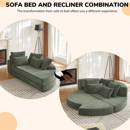 Semi Circular Corduroy Sofa Bed With Pillow