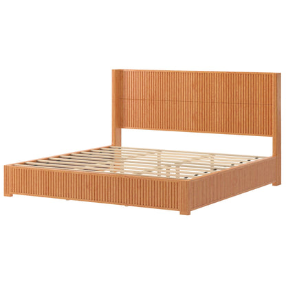 Modern Platform Bed Frame with Tall Headboard