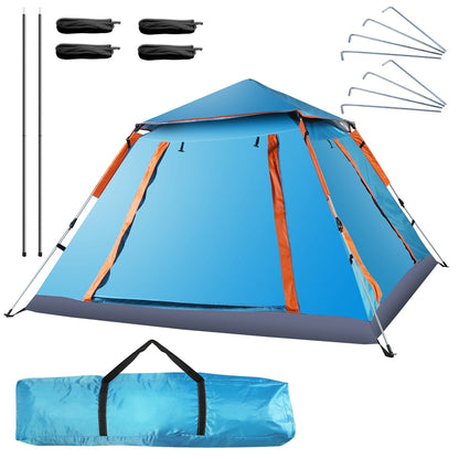 4-5 person camping tent blue waterproof tent with poles, stakes and carrying bag on Tampa Home & Garden Store